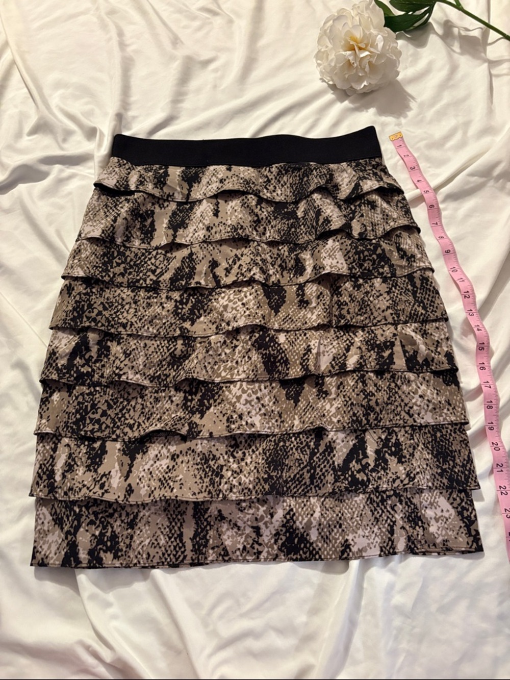 Alfani Ruffled Snake-Print Mini Skirt Edgy Chic